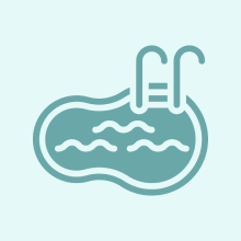 Swimming pool icon with ladder.