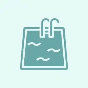 Icon of a swimming pool with a ladder and water waves.