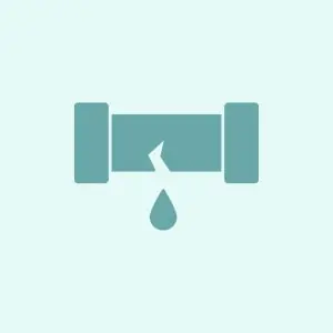 Icon of a leaking pipe with a water drop.