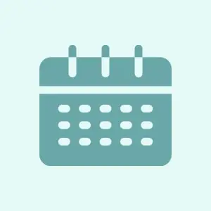 Minimalist calendar icon in teal color.