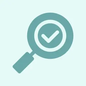 Magnifying glass with checkmark symbolizing verification or approval.